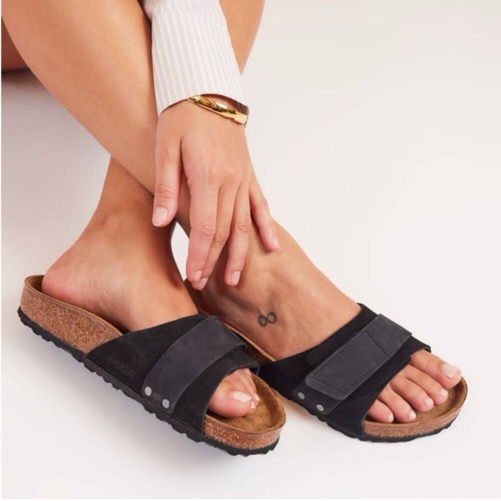 Birkenstock Oita Suede Leather Sandal Black 6